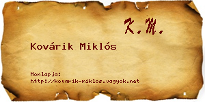 Kovárik Miklós névjegykártya